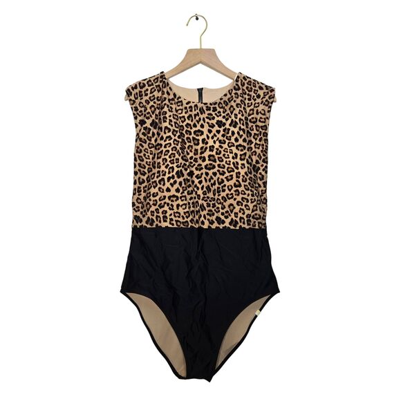 Summersalt The Surf Leo Leopard Print One Piece Swimsuit Women’s Size 10 Modest - Picture 1 of 5